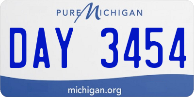 MI license plate DAY3454