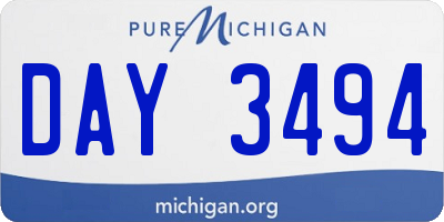 MI license plate DAY3494