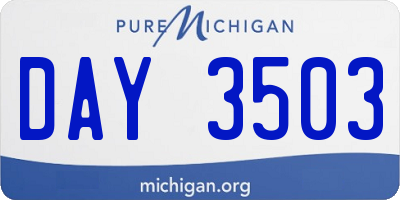 MI license plate DAY3503