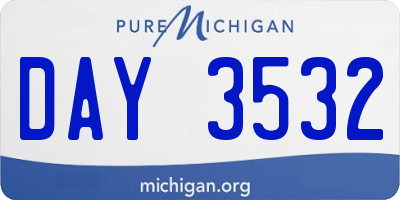 MI license plate DAY3532