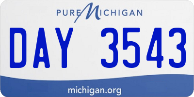 MI license plate DAY3543
