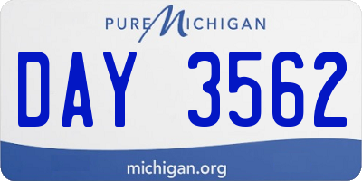 MI license plate DAY3562