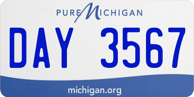 MI license plate DAY3567