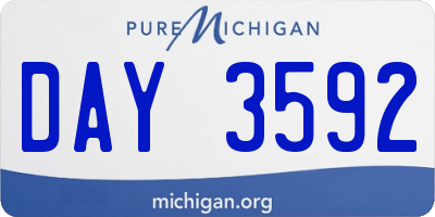MI license plate DAY3592