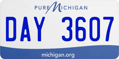 MI license plate DAY3607