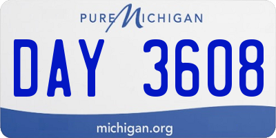 MI license plate DAY3608