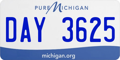 MI license plate DAY3625