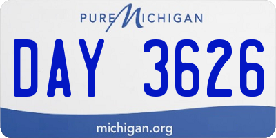 MI license plate DAY3626