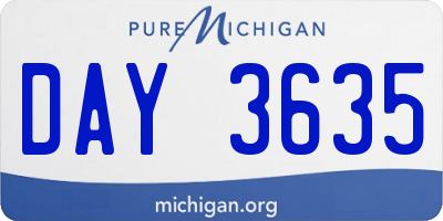 MI license plate DAY3635