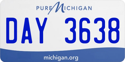 MI license plate DAY3638