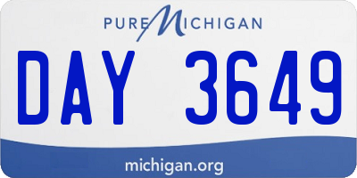 MI license plate DAY3649