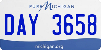 MI license plate DAY3658