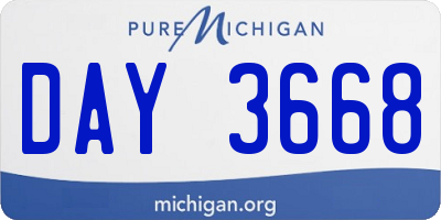 MI license plate DAY3668