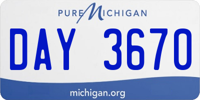 MI license plate DAY3670