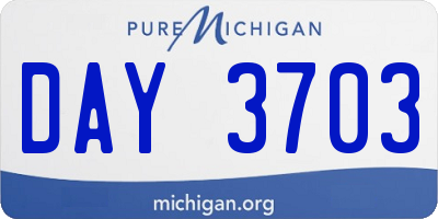 MI license plate DAY3703