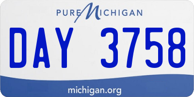 MI license plate DAY3758
