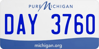 MI license plate DAY3760