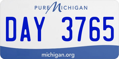 MI license plate DAY3765