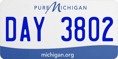 MI license plate DAY3802