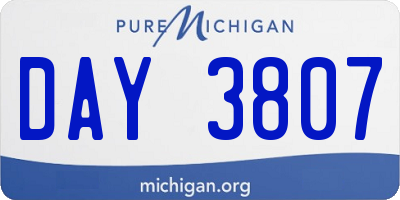 MI license plate DAY3807