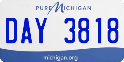 MI license plate DAY3818