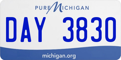 MI license plate DAY3830