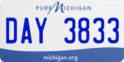 MI license plate DAY3833
