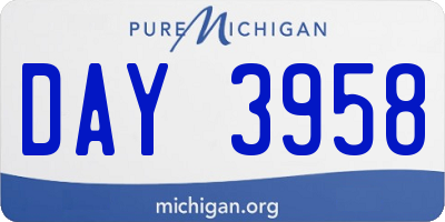 MI license plate DAY3958