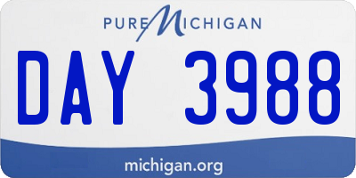 MI license plate DAY3988