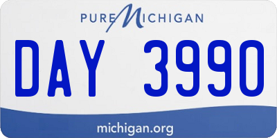 MI license plate DAY3990