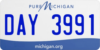 MI license plate DAY3991