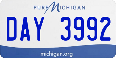 MI license plate DAY3992