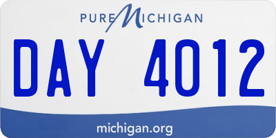 MI license plate DAY4012