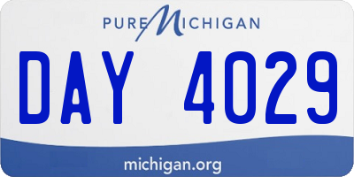 MI license plate DAY4029