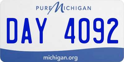 MI license plate DAY4092