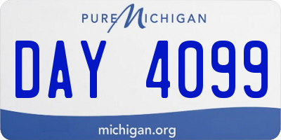 MI license plate DAY4099