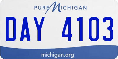 MI license plate DAY4103