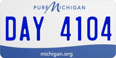 MI license plate DAY4104