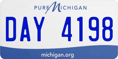 MI license plate DAY4198
