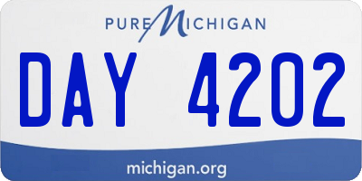 MI license plate DAY4202