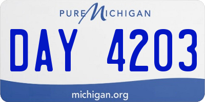 MI license plate DAY4203