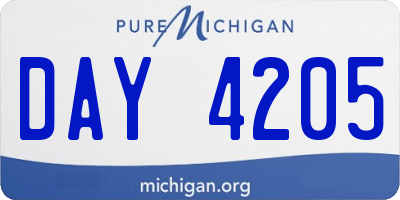 MI license plate DAY4205