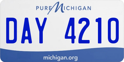 MI license plate DAY4210