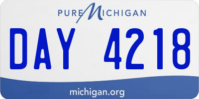 MI license plate DAY4218