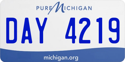 MI license plate DAY4219