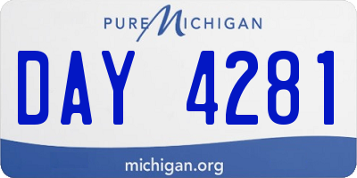 MI license plate DAY4281