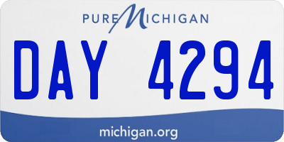 MI license plate DAY4294