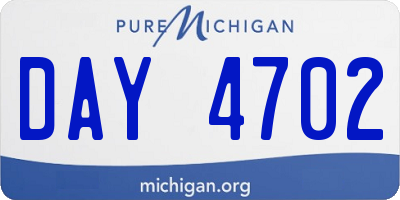 MI license plate DAY4702