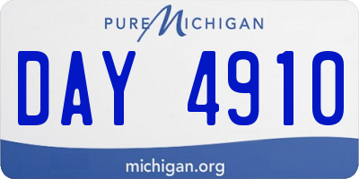 MI license plate DAY4910