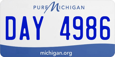 MI license plate DAY4986